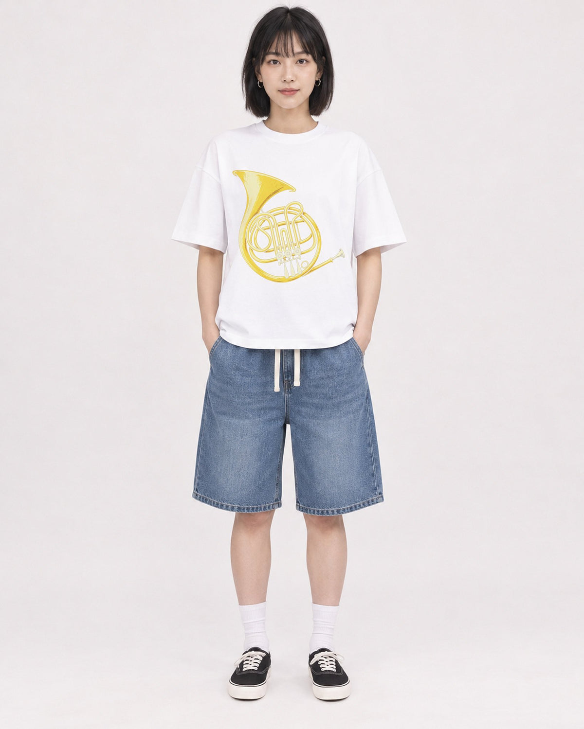 Mockup Boxy Heavyweight Tee White female full-body 11