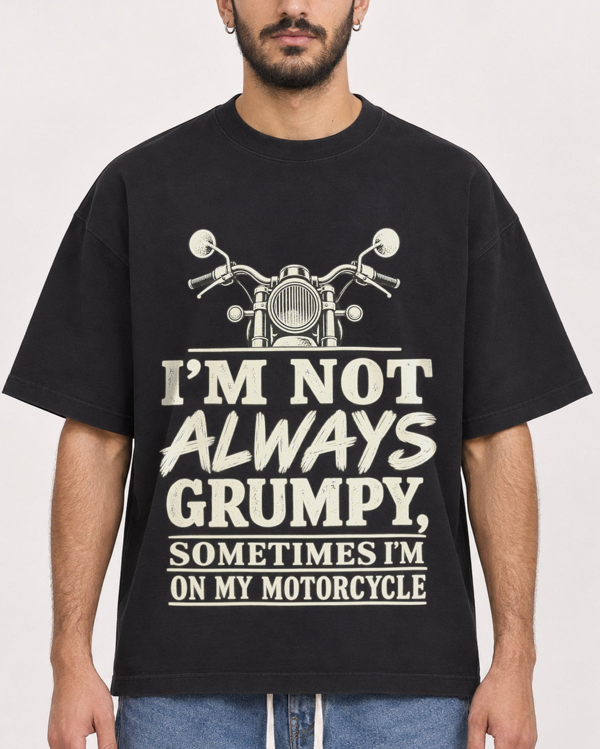 Mockup Boxy Heavyweight Tee Black male close-up 07