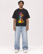 Mockup Boxy Heavyweight Tee Black male full-body 05