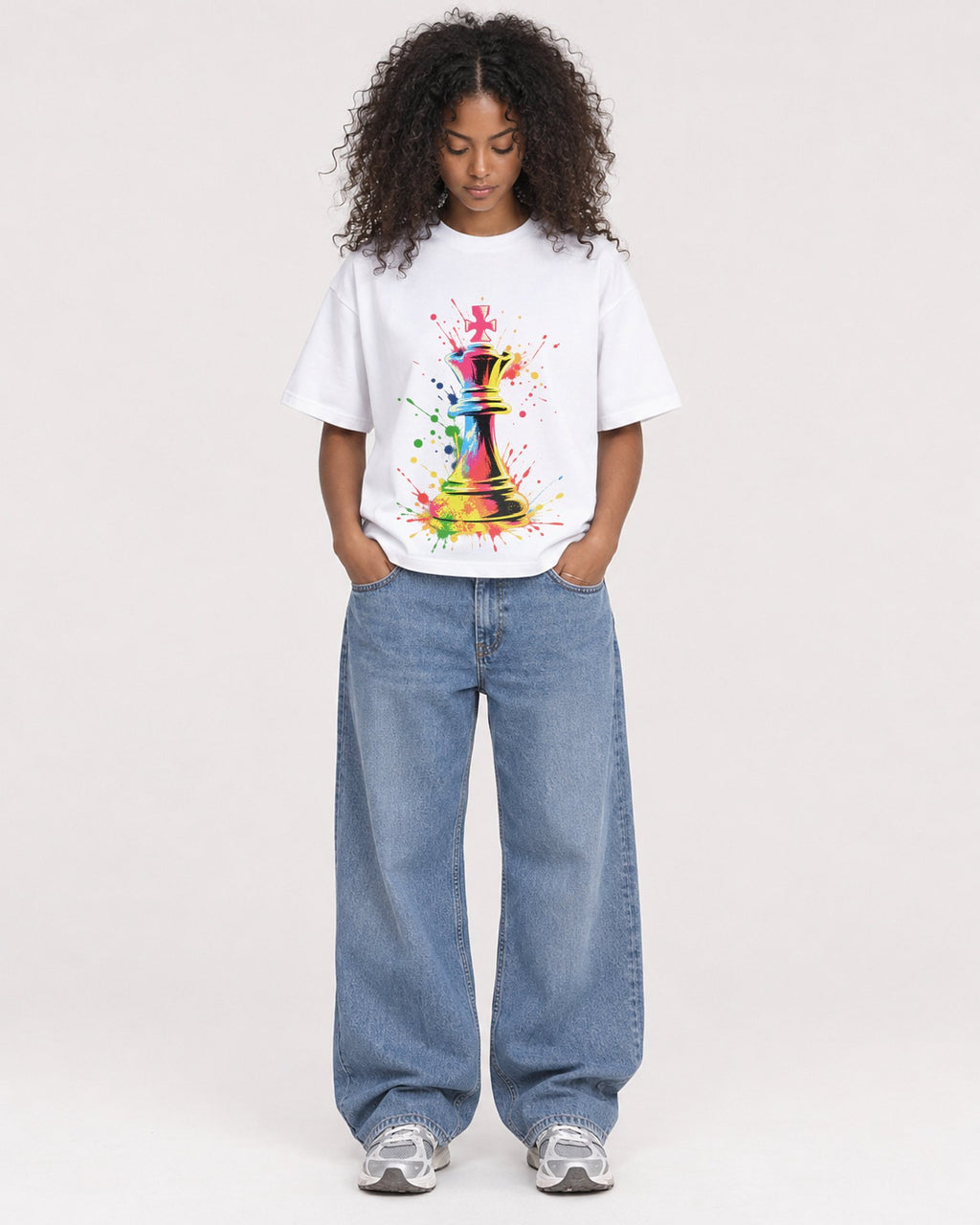 Mockup Boxy Heavyweight Tee White female full-body 05