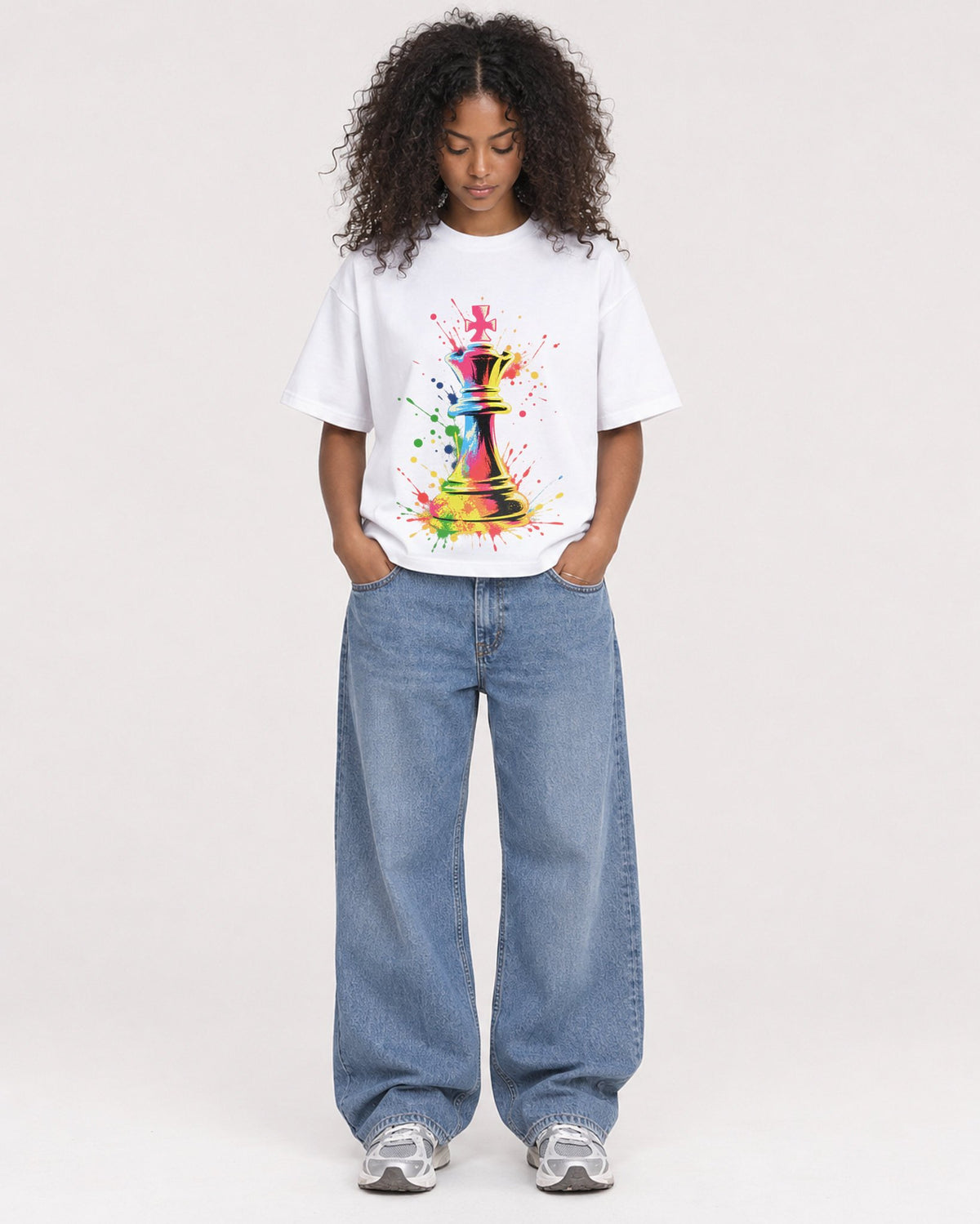 Mockup Boxy Heavyweight Tee White female full-body 05