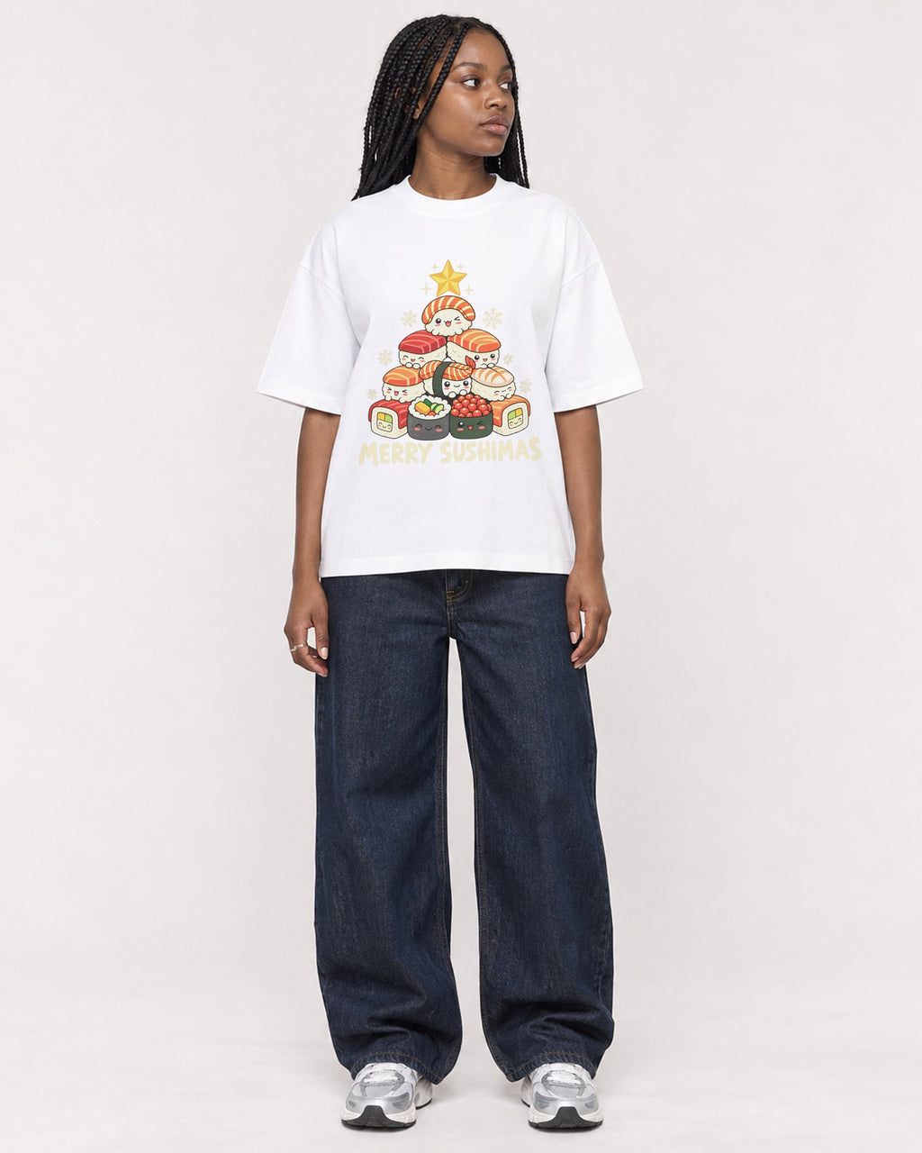 Mockup Boxy Heavyweight Tee White female full-body 04