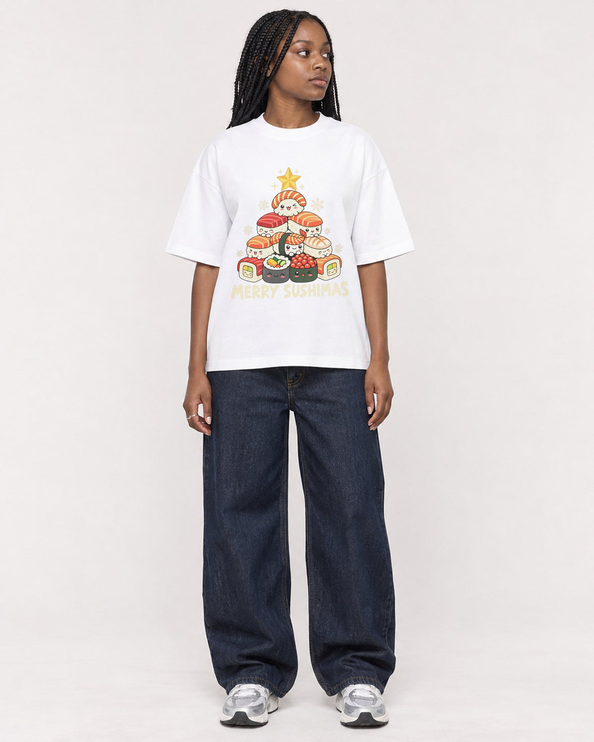 Mockup Boxy Heavyweight Tee White female full-body 04