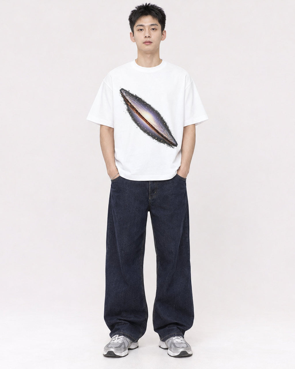Mockup Boxy Heavyweight Tee White male full-body 21