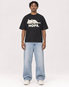 Mockup Boxy Heavyweight Tee Black male full-body 05