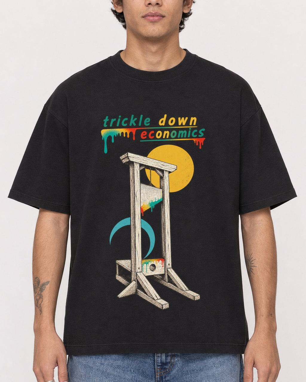 Mockup Boxy Heavyweight Tee Black male close-up 06