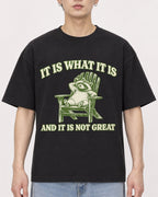 Mockup Boxy Heavyweight Tee Black male close-up 01