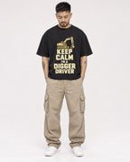 Mockup Boxy Heavyweight Tee Black male full-body 12
