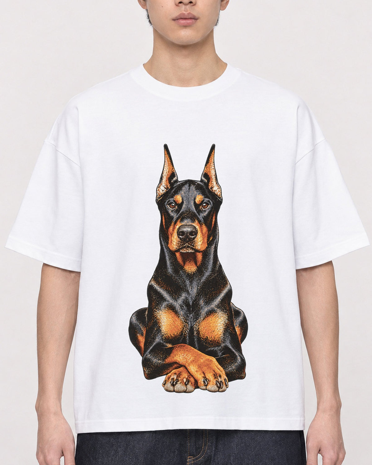 Mockup Boxy Heavyweight Tee White male close-up 01