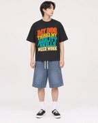 Mockup Boxy Heavyweight Tee Black male full-body 11