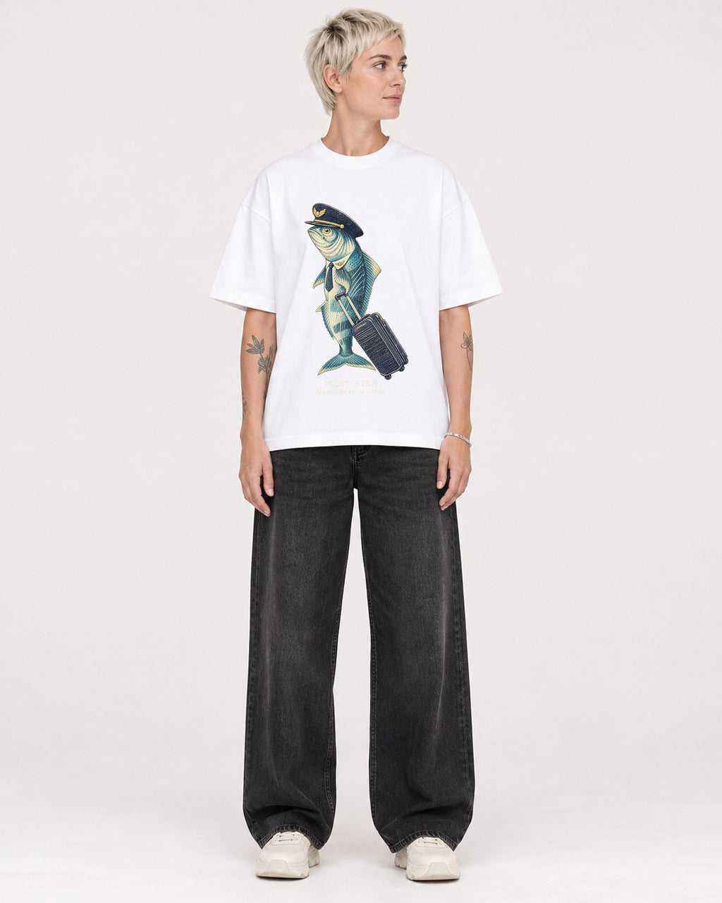 Mockup Boxy Heavyweight Tee White female full-body 48