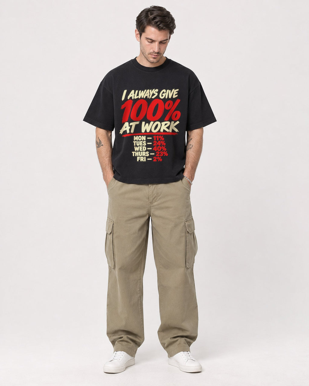 Mockup Boxy Heavyweight Tee Black male full-body 48