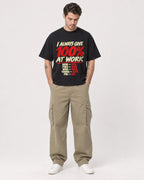Mockup Boxy Heavyweight Tee Black male full-body 48