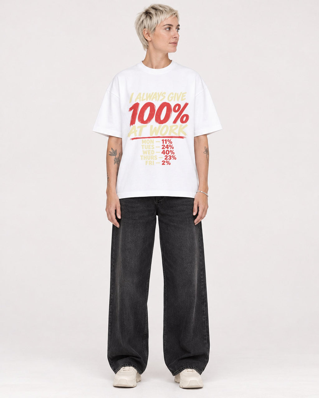 Mockup Boxy Heavyweight Tee White female full-body 48