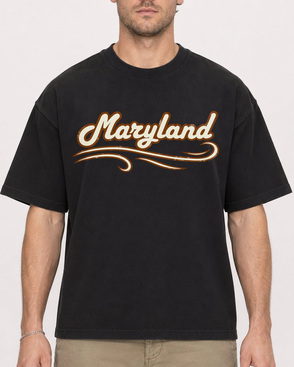 Mockup Boxy Heavyweight Tee Black male close-up 08