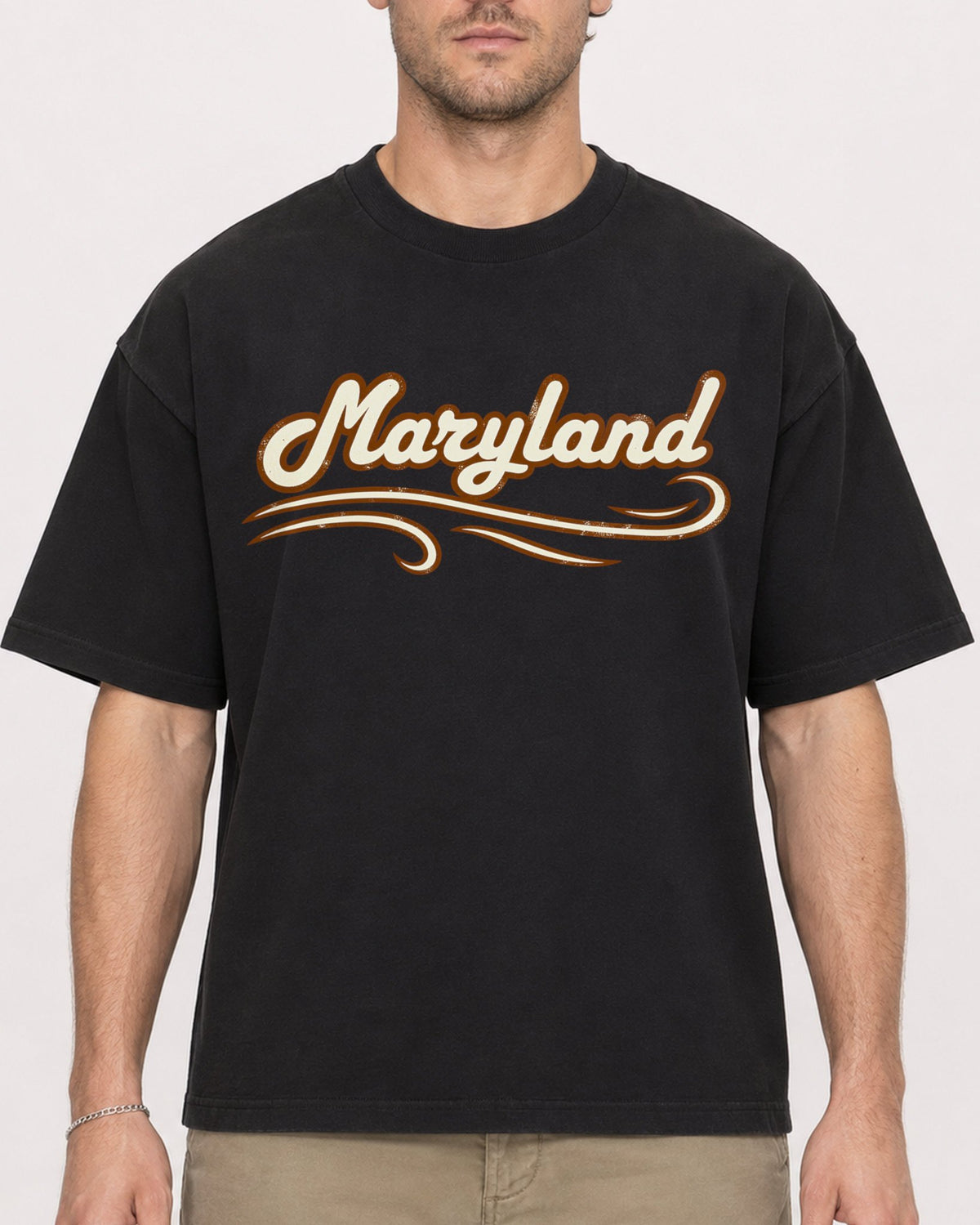 Mockup Boxy Heavyweight Tee Black male close-up 08