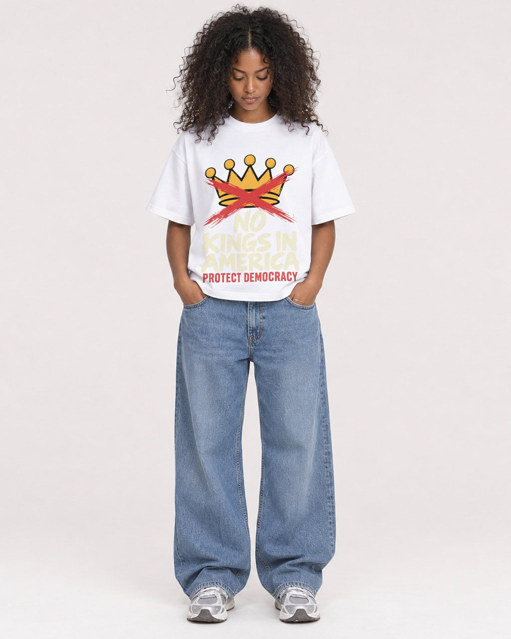 Mockup Boxy Heavyweight Tee White female full-body 05