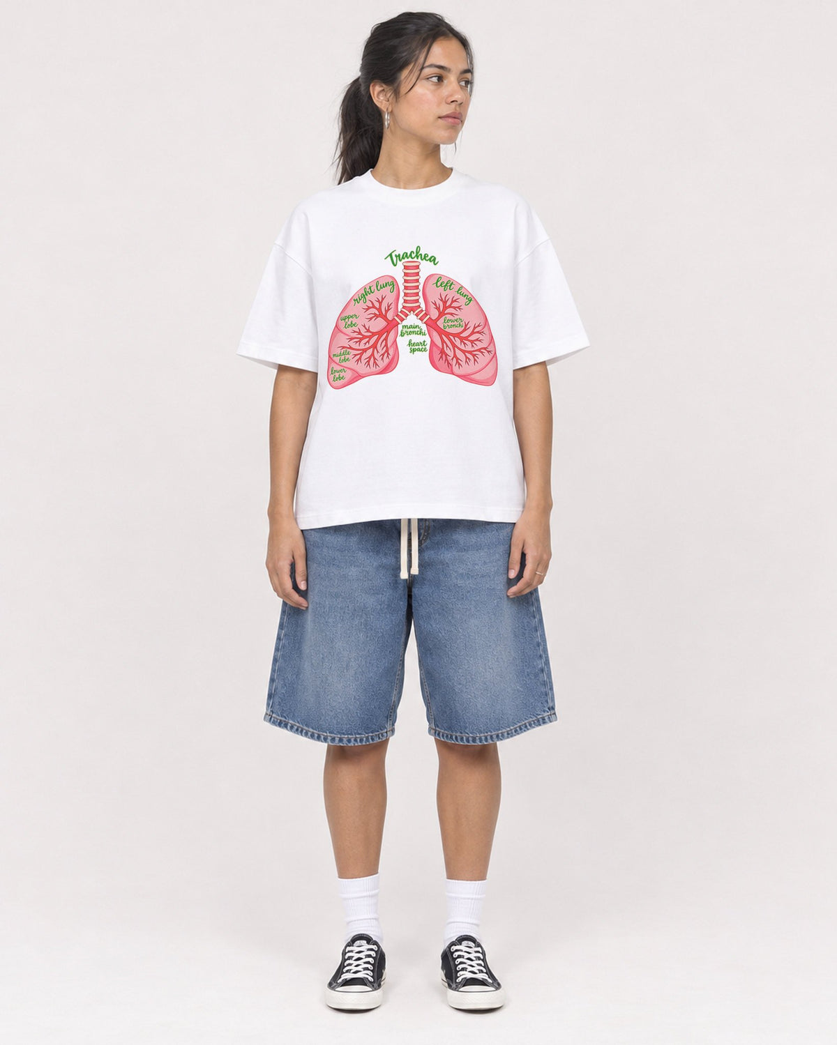 Mockup Boxy Heavyweight Tee White female full-body 16