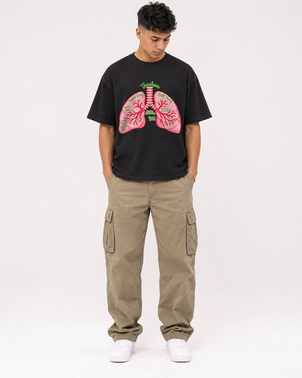 Mockup Boxy Heavyweight Tee Black male full-body 16