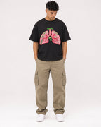 Mockup Boxy Heavyweight Tee Black male full-body 16