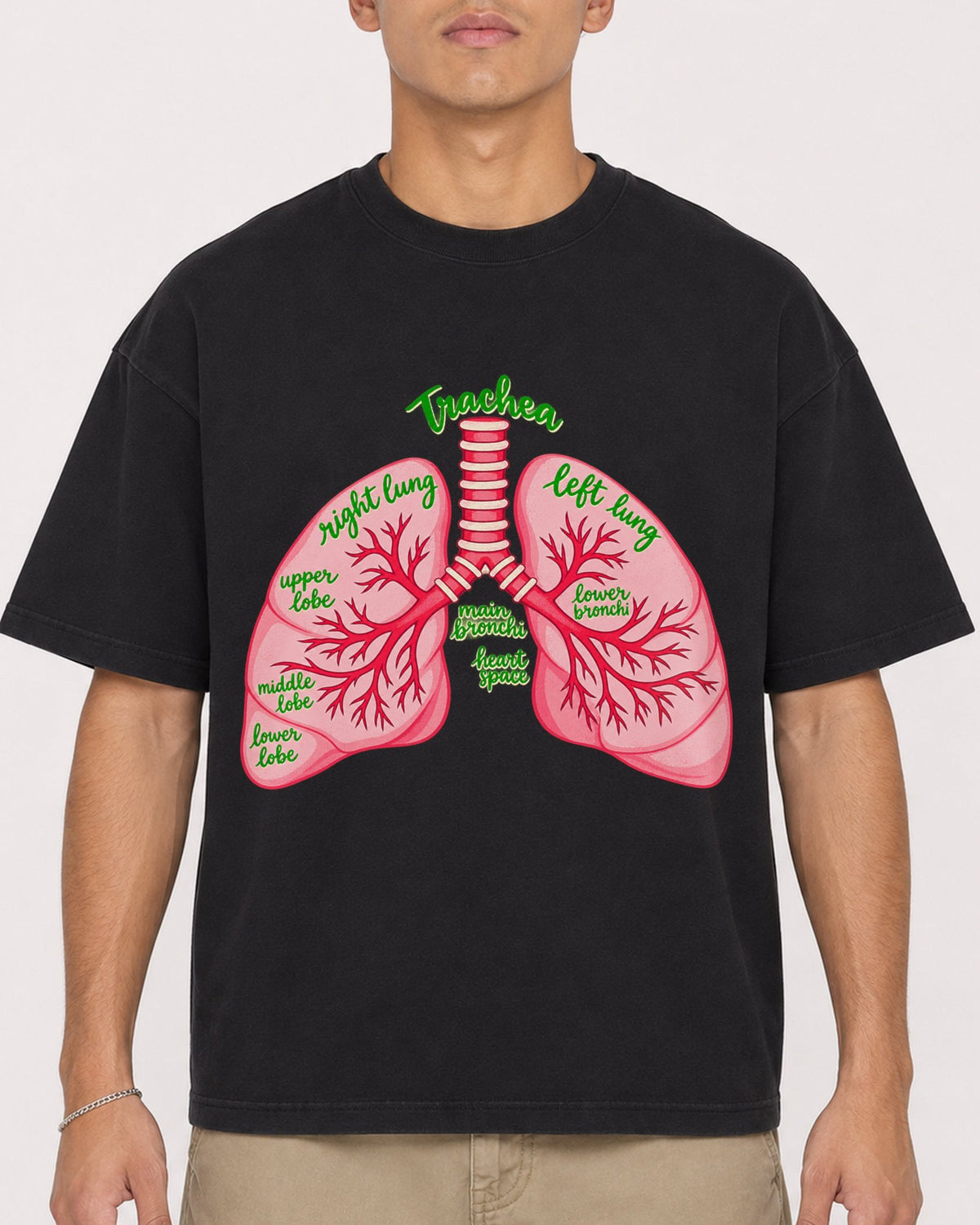 Mockup Boxy Heavyweight Tee Black male close-up 16