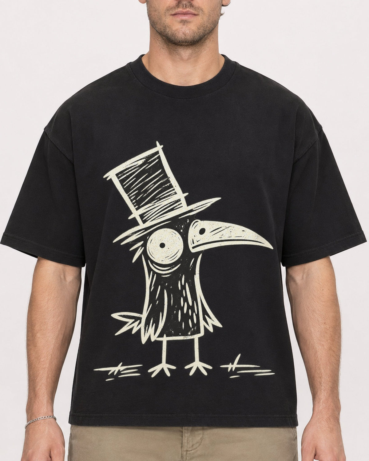 Mockup Boxy Heavyweight Tee Black male close-up 08