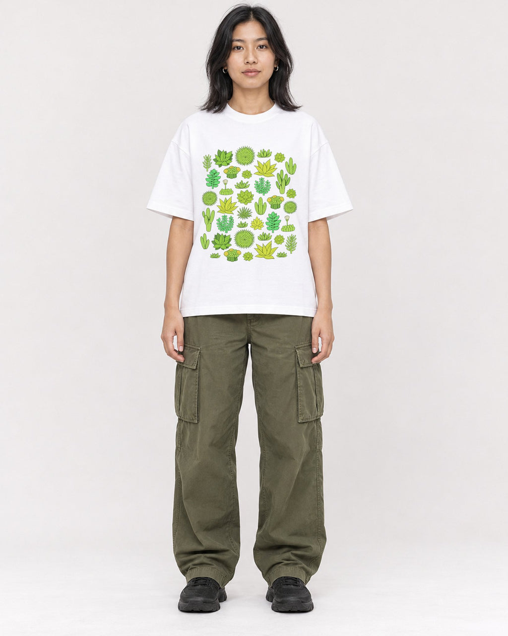 Mockup Boxy Heavyweight Tee White female full-body 22