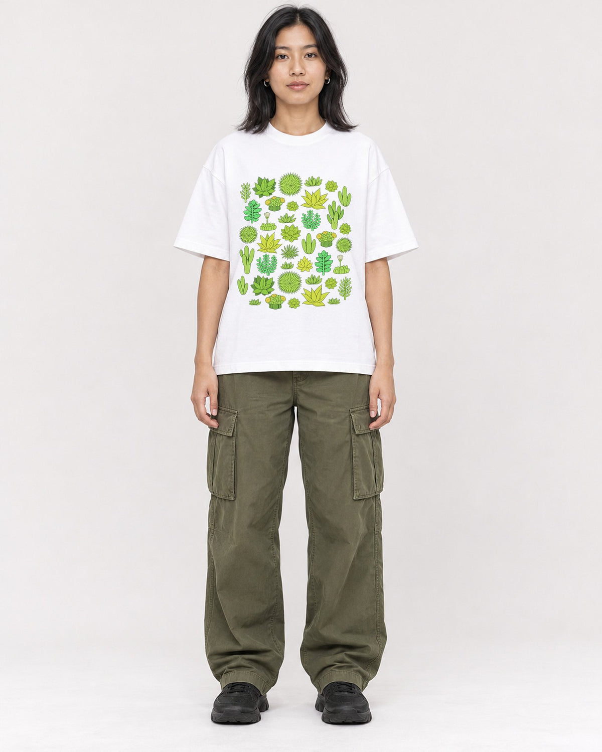 Mockup Boxy Heavyweight Tee White female full-body 22