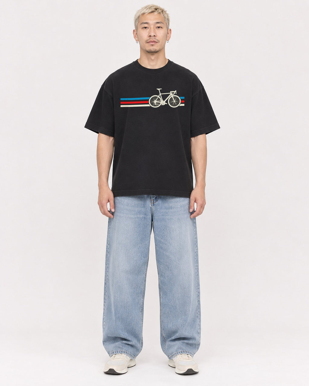 Mockup Boxy Heavyweight Tee Black male full-body 33