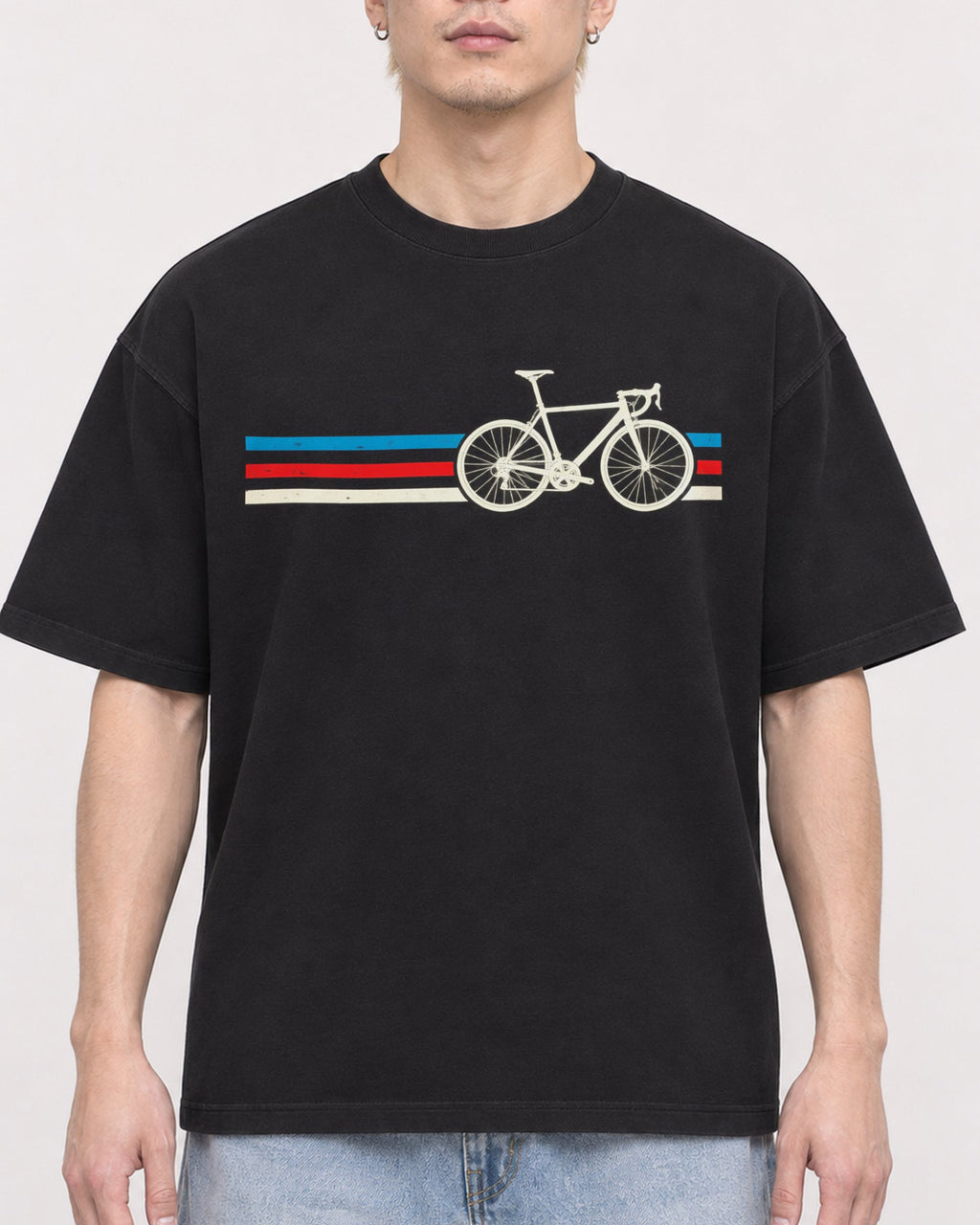 Mockup Boxy Heavyweight Tee Black male close-up 33