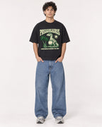 Mockup Boxy Heavyweight Tee Black male full-body 26