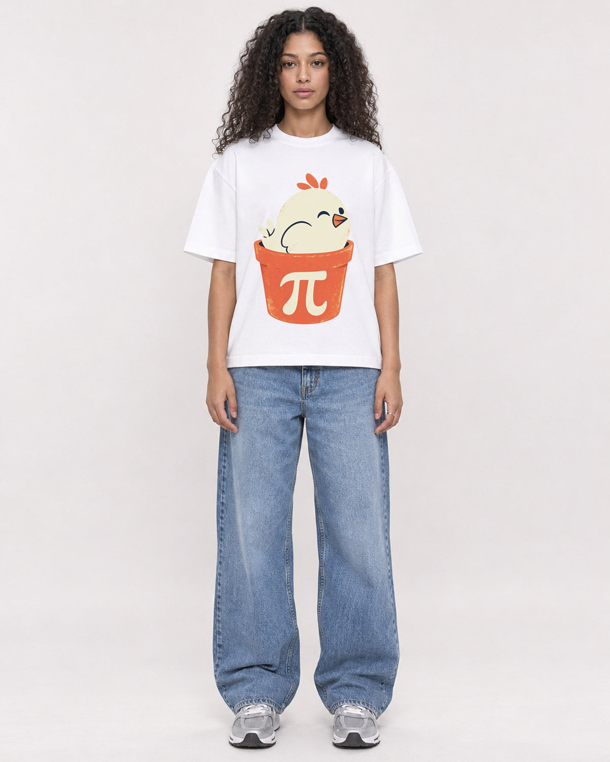 Mockup Boxy Heavyweight Tee White female full-body 10