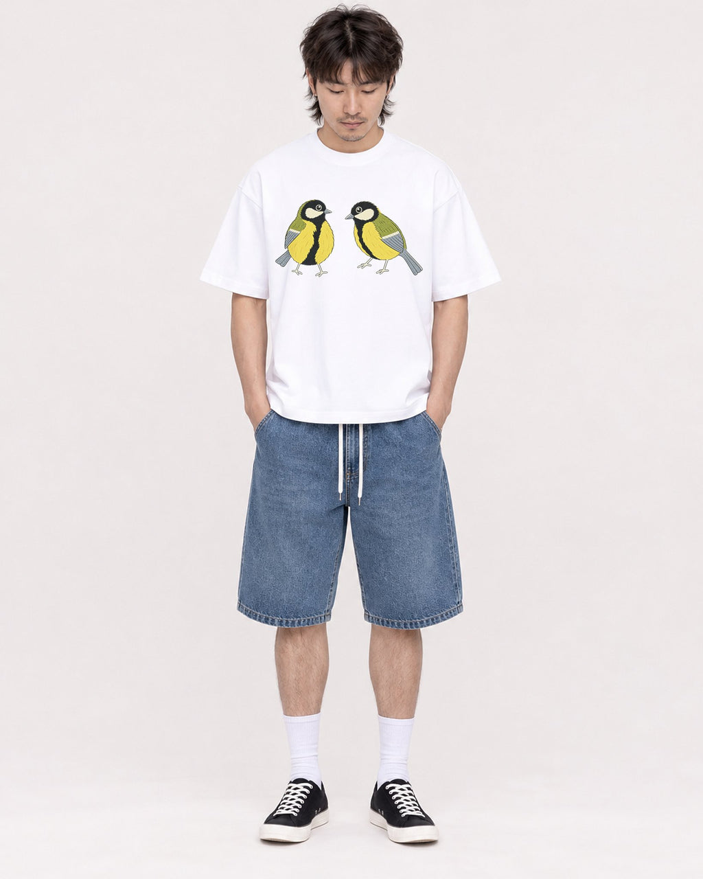 Mockup Boxy Heavyweight Tee White male full-body 23