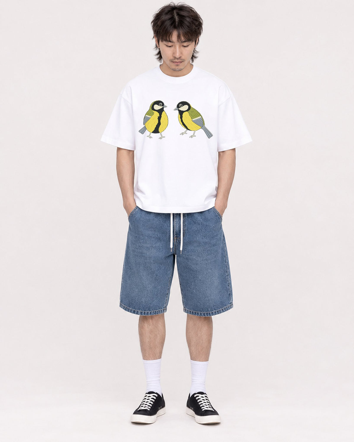 Mockup Boxy Heavyweight Tee White male full-body 23