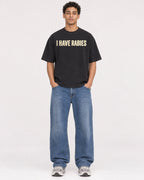 Mockup Boxy Heavyweight Tee Black male full-body 10