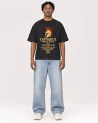 Mockup Boxy Heavyweight Tee Black male full-body 05