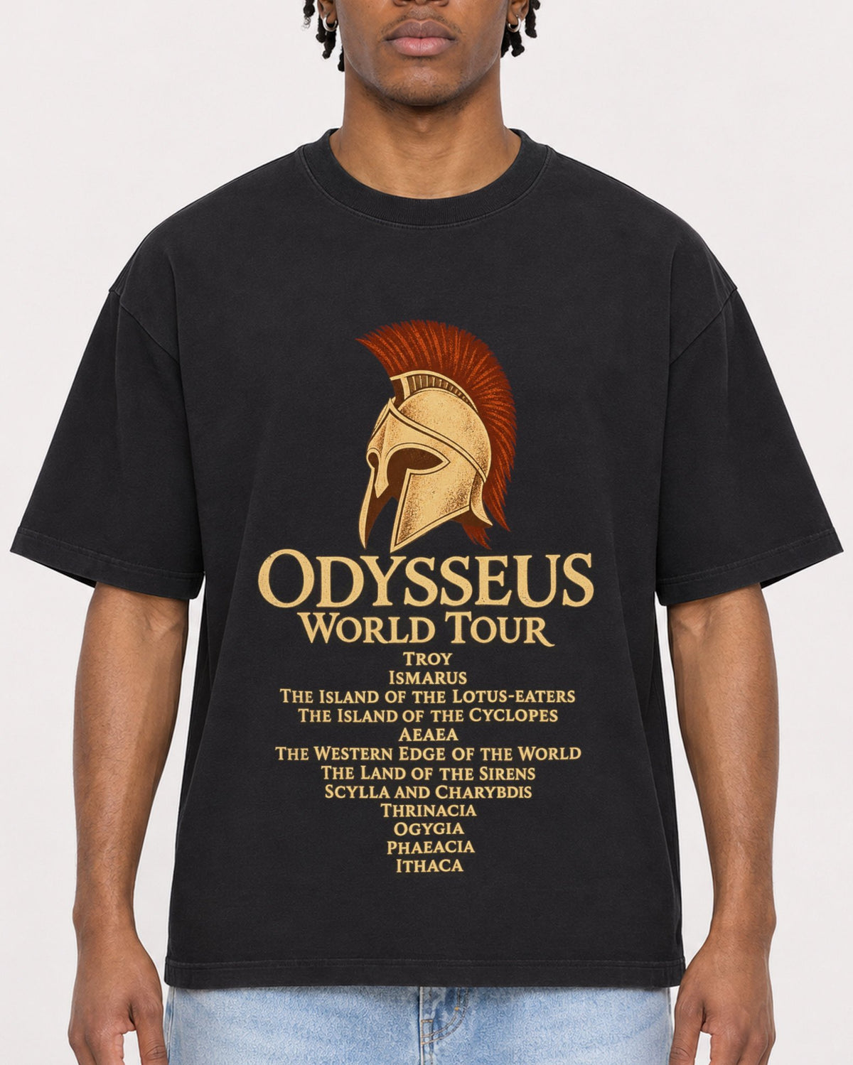 Mockup Boxy Heavyweight Tee Black male close-up 05