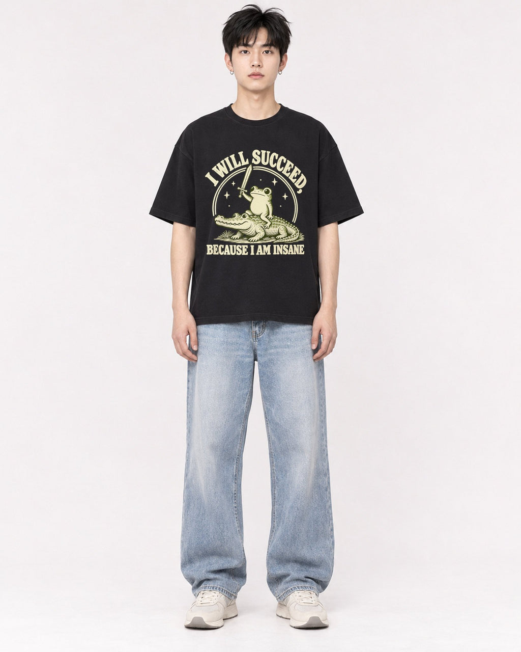 Mockup Boxy Heavyweight Tee Black male full-body 01