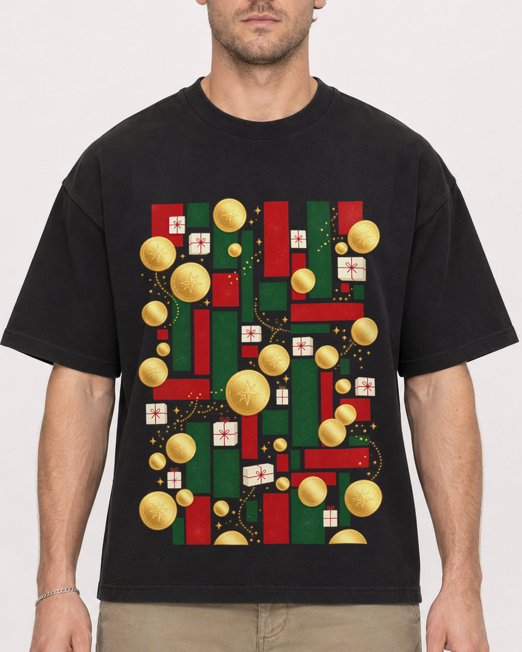 Mockup Boxy Heavyweight Tee Black male close-up 08