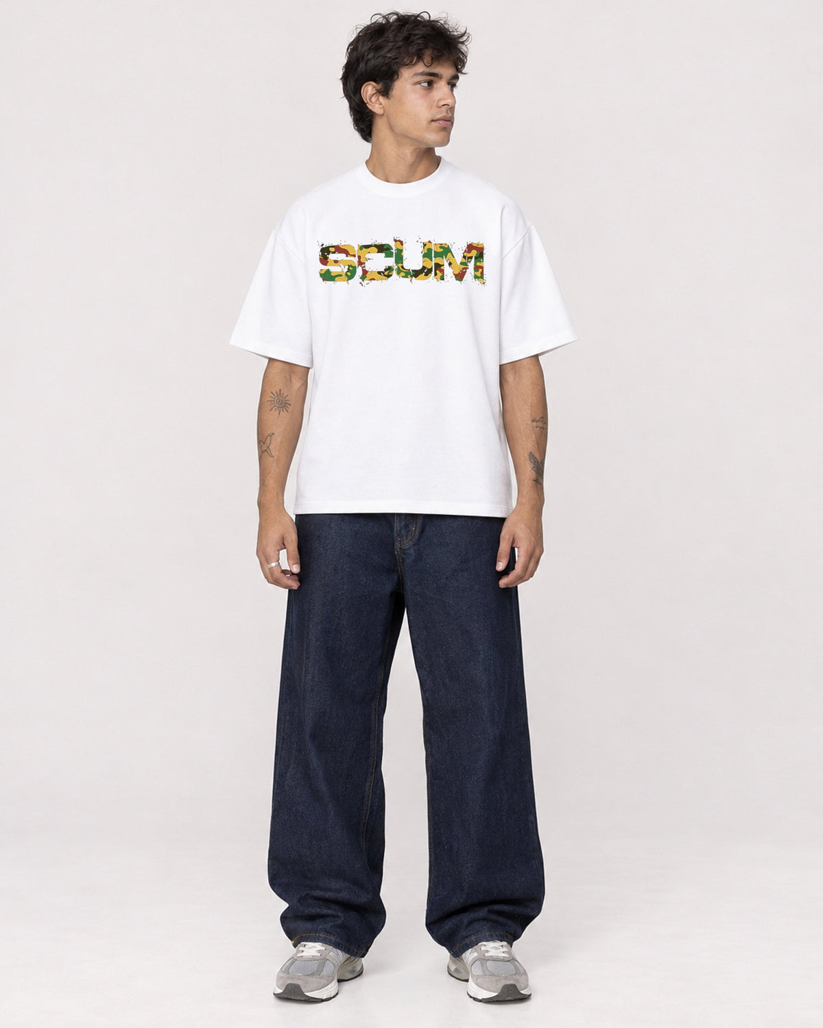 Mockup Boxy Heavyweight Tee White male full-body 06