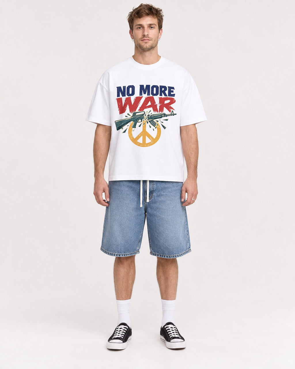 Mockup Boxy Heavyweight Tee White male full-body 08