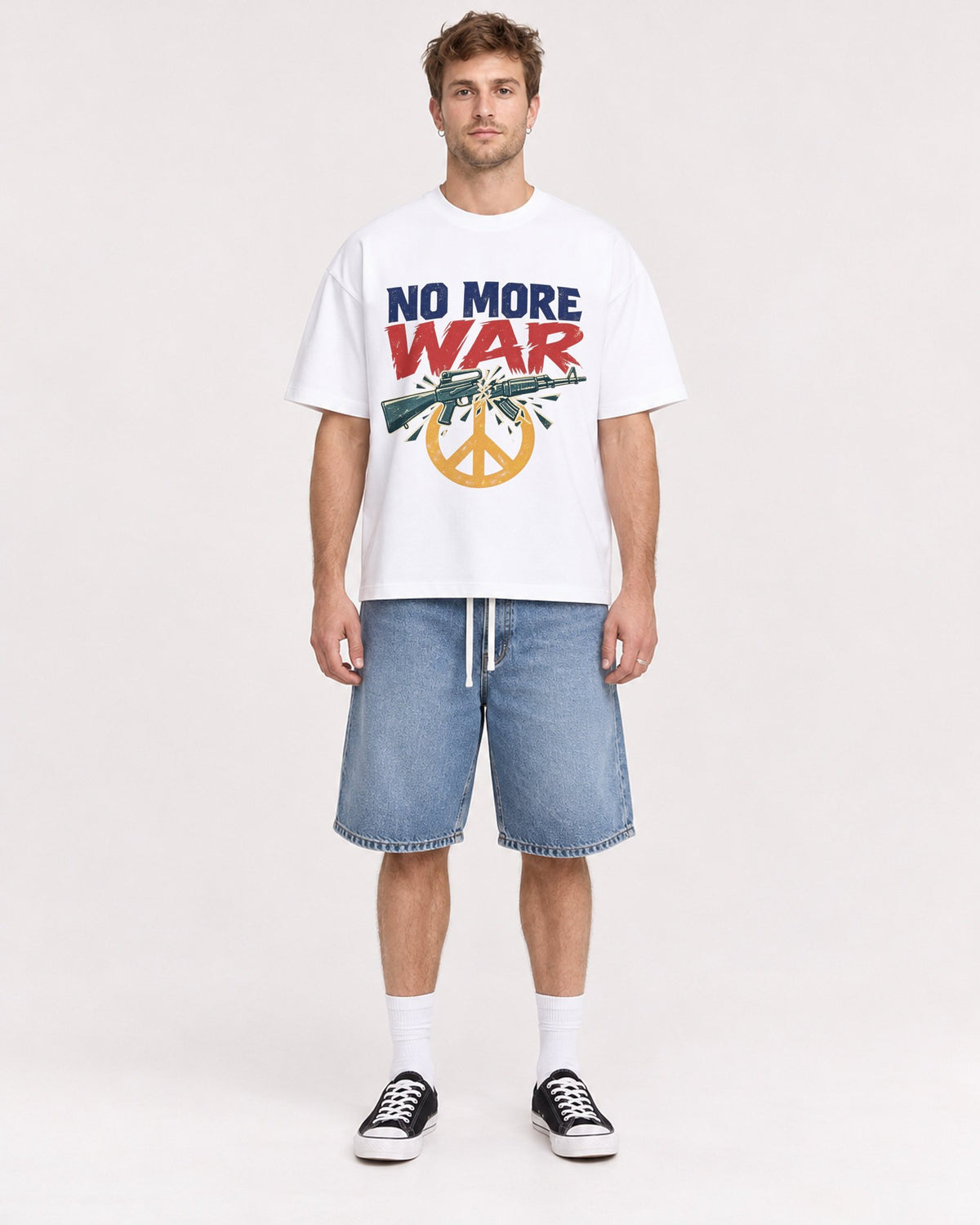 Mockup Boxy Heavyweight Tee White male full-body 08