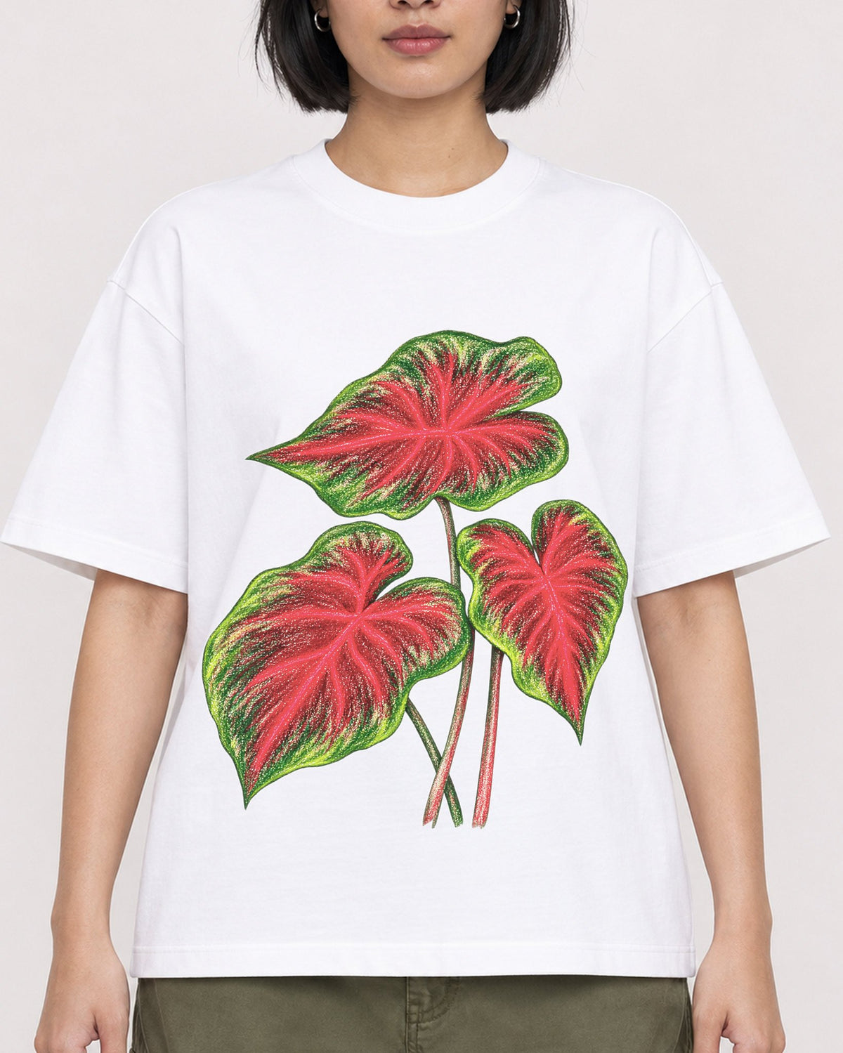 Mockup Boxy Heavyweight Tee White female close-up 32