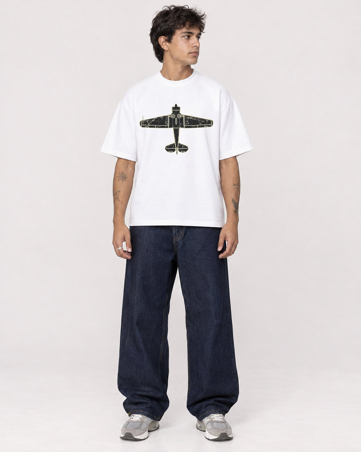 Mockup Boxy Heavyweight Tee White male full-body 06