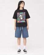 Mockup Boxy Heavyweight Tee Black female full-body 01