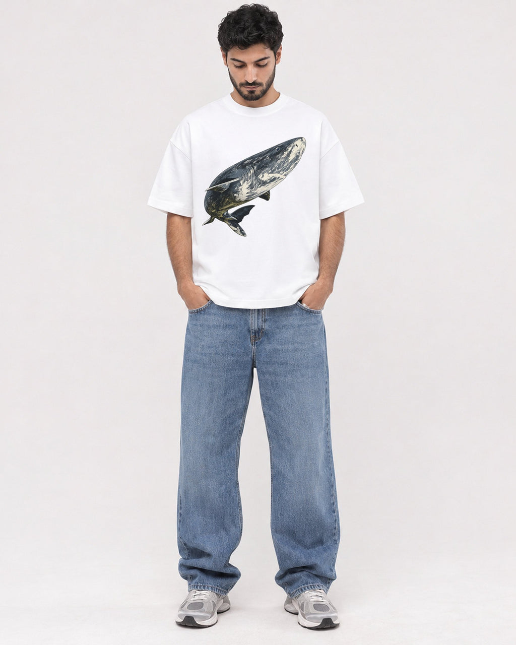 Mockup Boxy Heavyweight Tee White male full-body 07