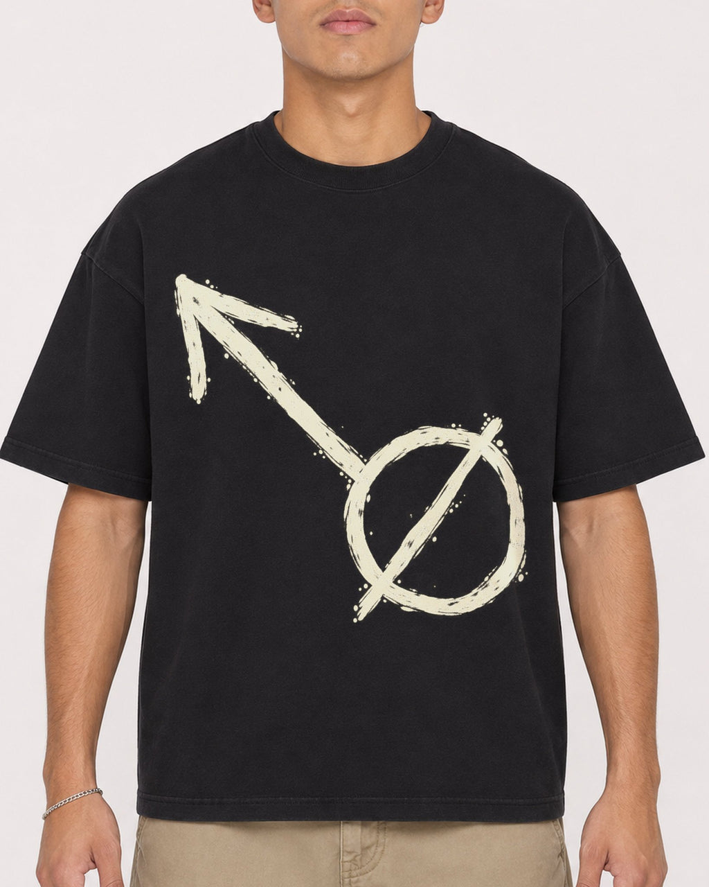 Mockup Boxy Heavyweight Tee Black male close-up 16
