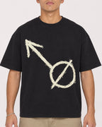 Mockup Boxy Heavyweight Tee Black male close-up 16