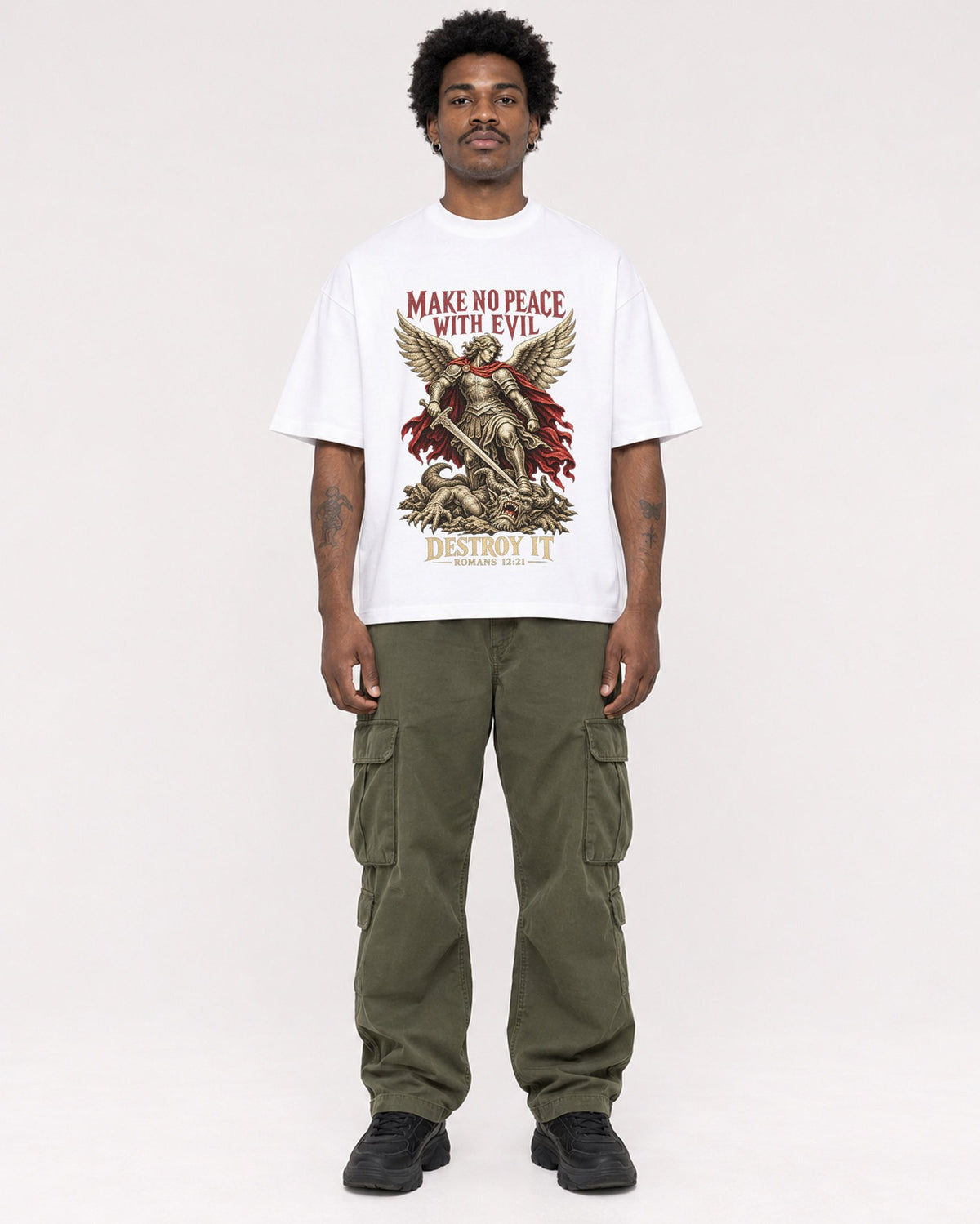 Mockup Boxy Heavyweight Tee White male full-body 24