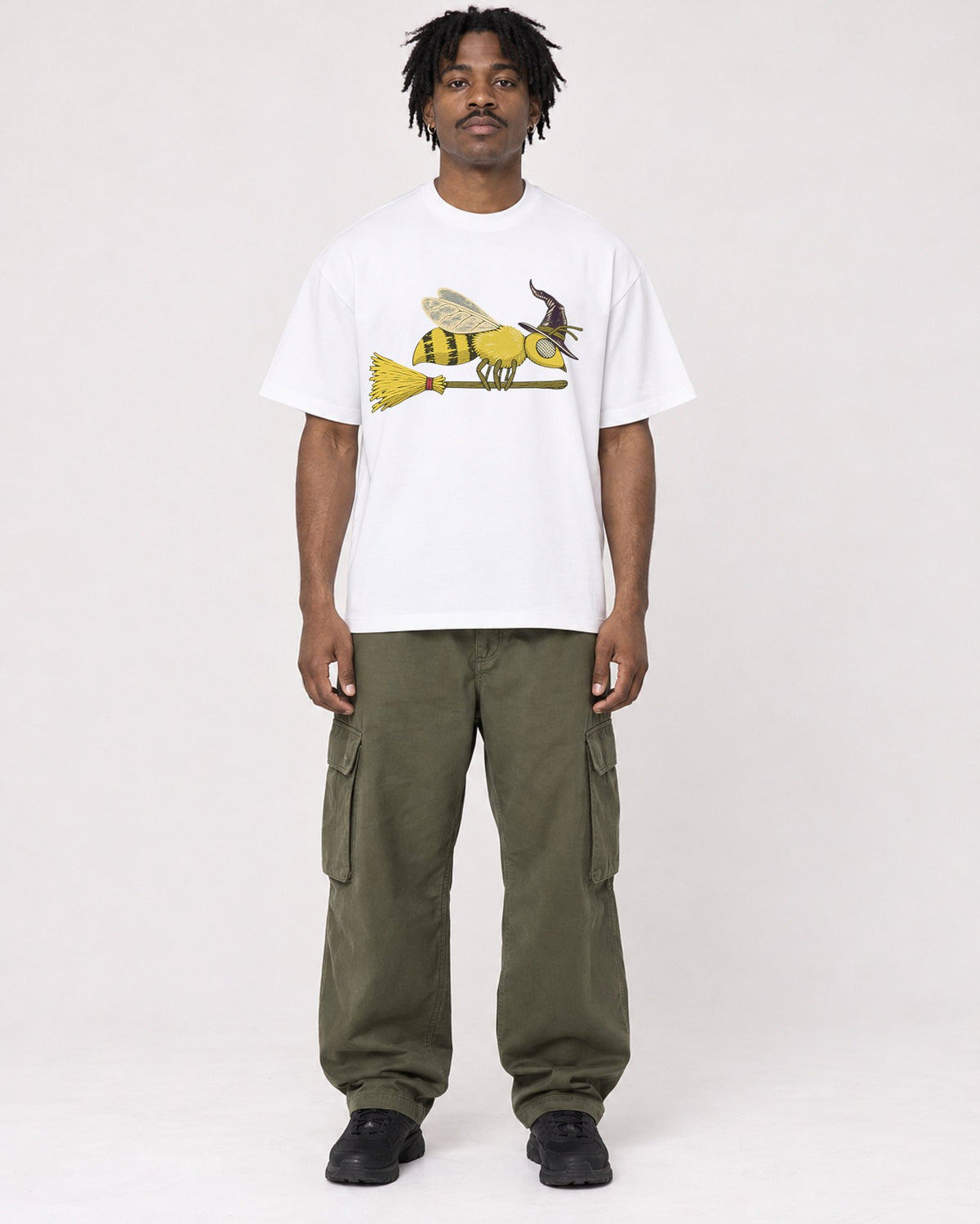 Mockup Boxy Heavyweight Tee White male full-body 04